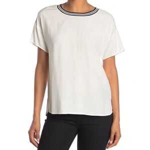 DR2 by Daniel Rainn Women’s Ivory Drop Sleeve Tee with Sporty Trim Size Small
